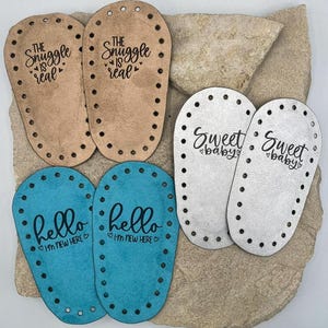 Suelas de botín de bebé de gamuza sintética / Pantuflas clásicas de ganchillo / Patrón de punto Prairie / Suelas de zapatos de bebé DIY / Personalizadas / Botines de punto y ganchillo imagen 4