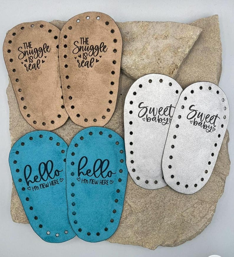 Suelas de botín de bebé de gamuza sintética / Pantuflas clásicas de ganchillo / Patrón de punto Prairie / Suelas de zapatos de bebé DIY / Personalizadas / Botines de punto y ganchillo imagen 4