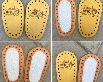 Classic Crochet, Prairie Knit, Fold over Bootie, pattern, Baby, Bootie Soles, Ultra Suede, faux, slipper, 23, 26 or 28 holes or customize