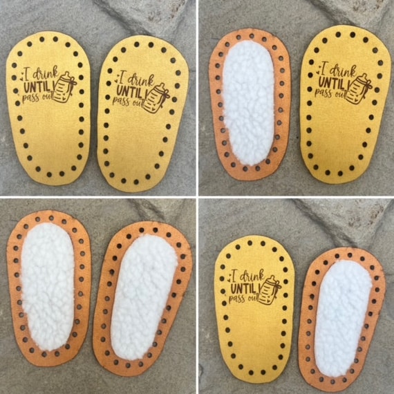Classic Crochet, Prairie Knit, Fold over Bootie, pattern, Baby, Bootie Soles, Ultra Suede, faux, slipper, 23, 26 or 28 holes or customize