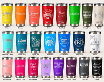 Custom Engraved YETI Tumbler 20oz | 20 colours colors | Personalized YETI | Laser Engraved Name, Logo, Design | Gift for Him Her | Drinkware