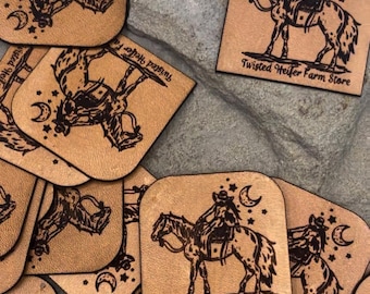 Custom Genuine Leather Logo Tags | Personalized Leather Labels | Sew-On Branding Patches | Handmade Business Tags | Premium Leather Branding