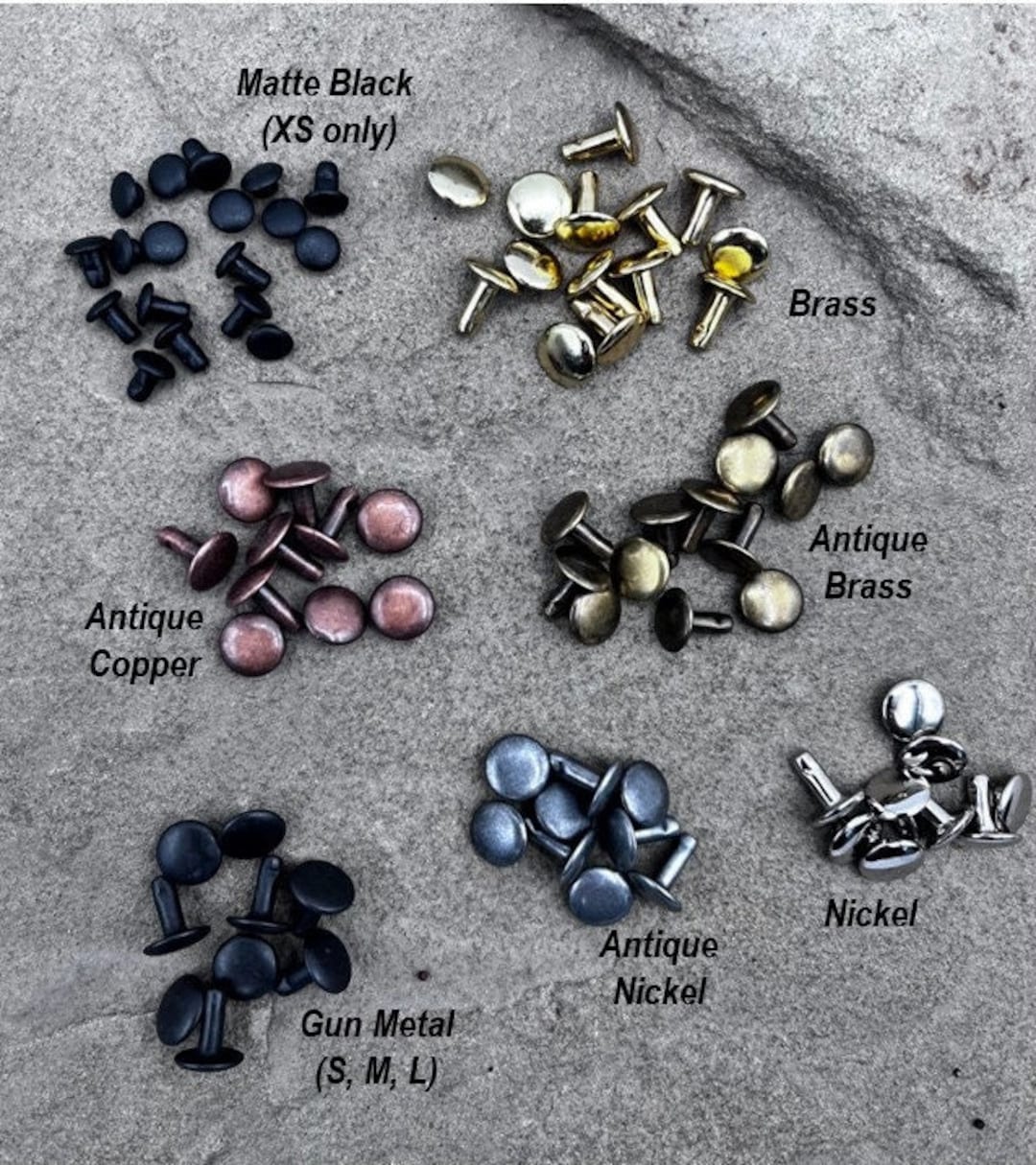 Double Cap Rivets, Stud Rivets, Leather Repair, Small 7x7, Medium 8x8 ...