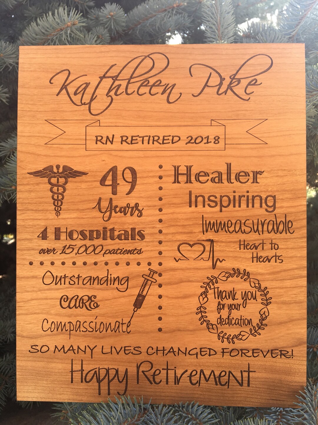 Laser Engraved Wooden Retirement Board or Anniversary Plaque Etsy