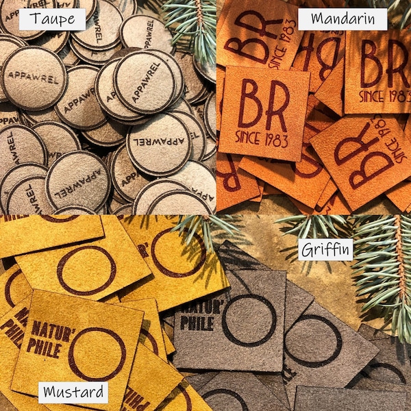 Personalize ur own Washable Round or Square Ultra Suede Tags, ID Labels, Sew on Tag, Knitting, Crochet, Garment Label, Rivet, Chicago Screws