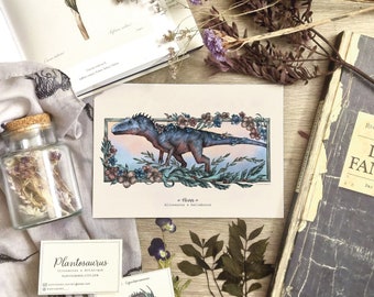 Allosaurus & helleborus "Winter" - Signed Fine Art Print - "The Four Seasons" collection (A3, A4 and A5)