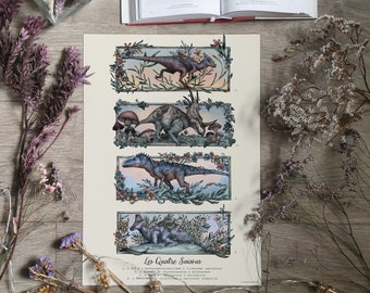 Poster Dinosaurs & Botany - The Seasons - Art Nouveau