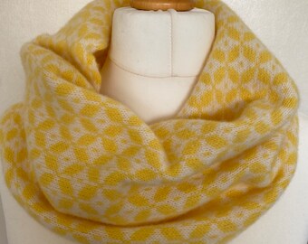 Yellow Lambswool Knitted Snood, Scandi Design
