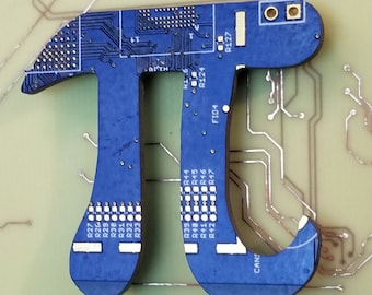 Pi Silhouette - Cut Out of Recycled Circuit Board - Choose Option: Magnet, Pin or Ornament