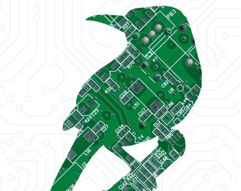 Cactus Wren | Cut From Recycled Circuit Board | Choose Option: Magnet, Pin or Ornament