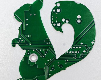 Squirrel - Cut From Recycled Circuit Board - Choose Option: Magnet, Pin or Ornament