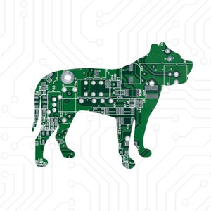 Recycled Circuit Board Pit Bull Terrier Art: Magnet, Pin, or Ornament
