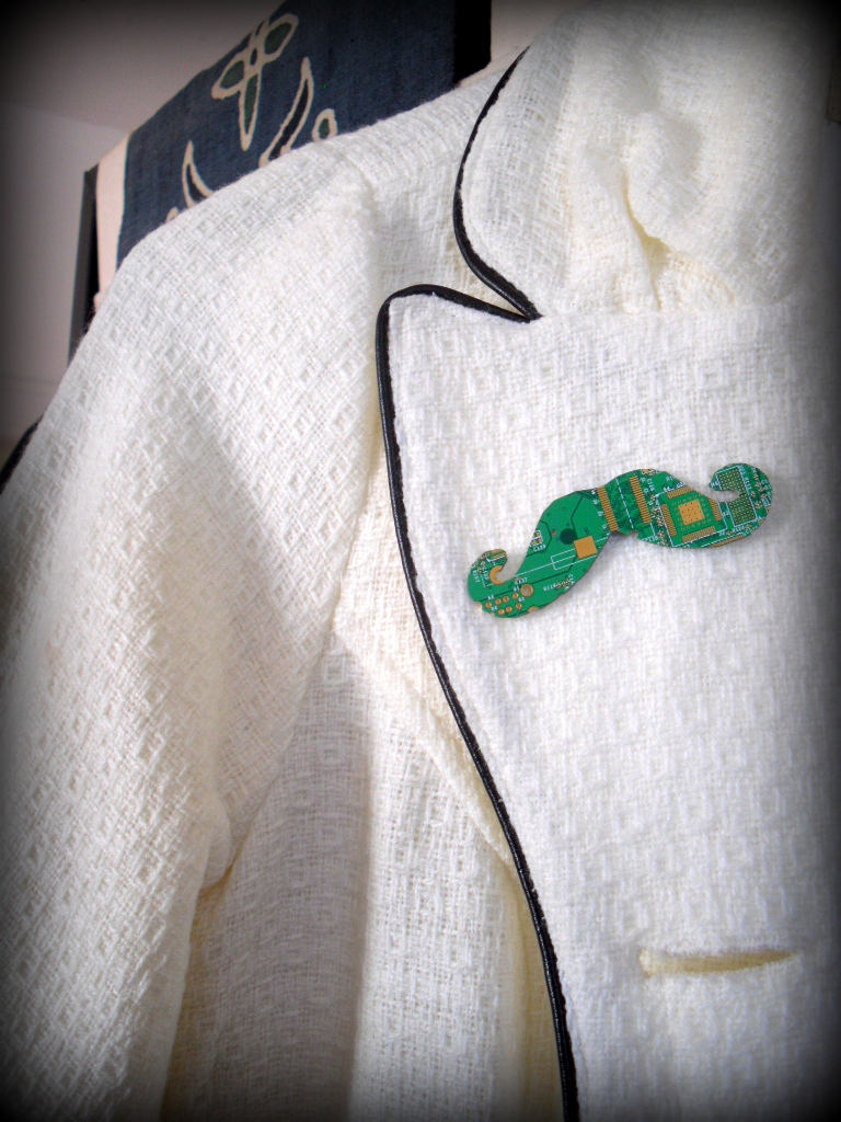 Handlebar Mustache Silhouette Cut Out of Recycled Circuit Etsy