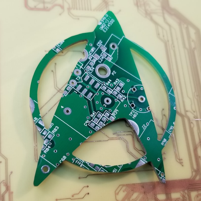 Placa de Circuito Star Trek Insignia / PCB 100% Reciclado Verde