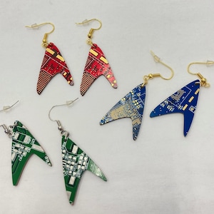 Circuit Board Star Trek Delta Earrings: Upcycled Tech Jewelry