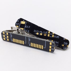 Circuit Board Tie Clips Assorted Colors Made with 100% Recycled PCB Black