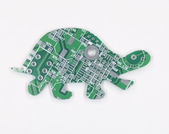 Turtle Silhouette - Cut Out of Recycled Circuit Board - Choose Option: Magnet, Pin or Ornament