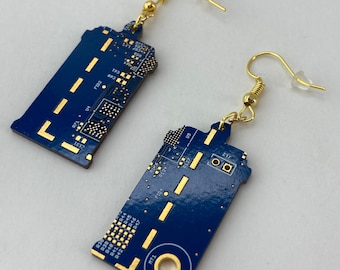 Circuit Board TARDIS Earrings | 100% Recycled