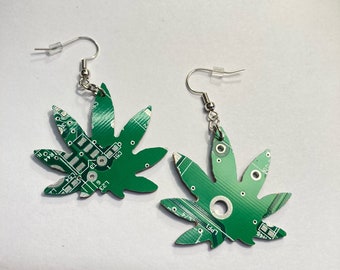 Cannabis Circuit Board Earrings | 100% Recycled