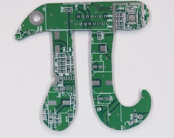 Pi Silhouette - Cut Out of Recycled Circuit Board - Choose Option: Magnet, Pin or Ornament