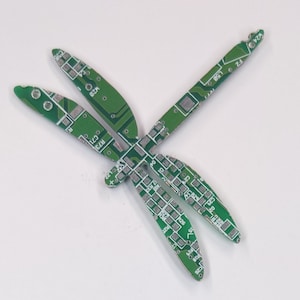 Dragonfly Silhouette - Cut From Recycled Circuit Board - Choose Option: Magnet, Pin or Ornament