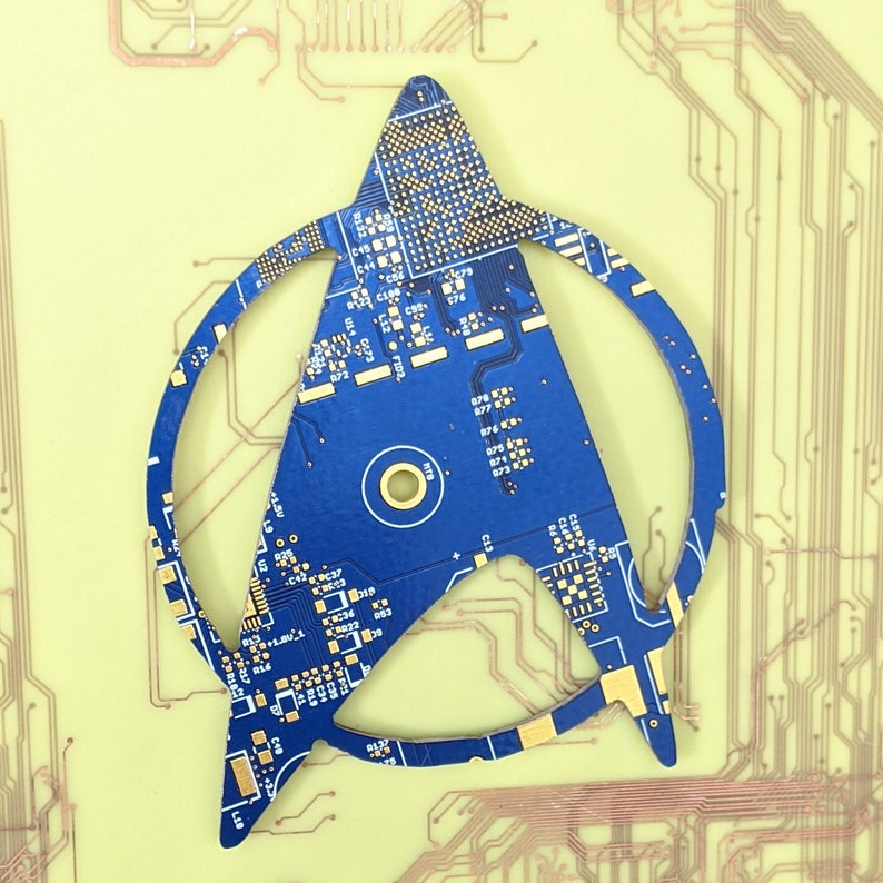 Placa de Circuito Star Trek Insignia / PCB 100% Reciclado Azul