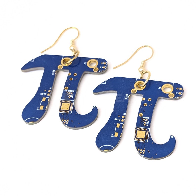 Pi Circuit Board Earrings 100% Recycled image 1