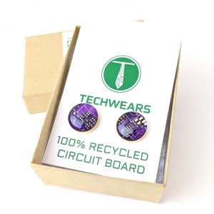 Resin Stud Circuit Board Earrings Available in 6 Colors 100% Recycled Circuit Board image 7