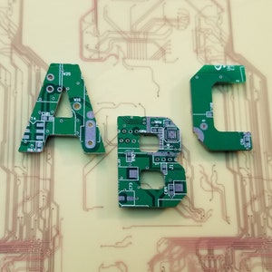 Magnetic Alphabet Letters Cut From Recycled Circuit Board | 1.5" Tall