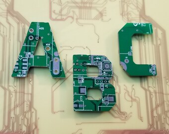 Magnetic Alphabet Letters Cut From Recycled Circuit Board | 1.5" Tall