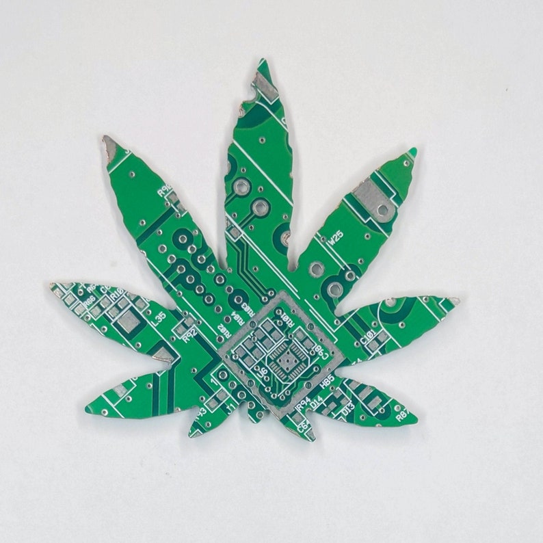 Circuit Board Pot Leaf Cut From Recycled Circuit Board Etsy