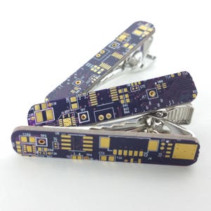 Circuit Board Tie Clips Assorted Colors Made with 100% Recycled PCB Purple