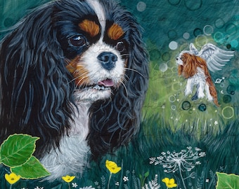 GRANDE impression Cavalier King Charles Spaniel, impression d’art 13" x 19" par Charlene Elliott, Tri Cavalier, Blenheim, Cavalier Gift, Dog Art