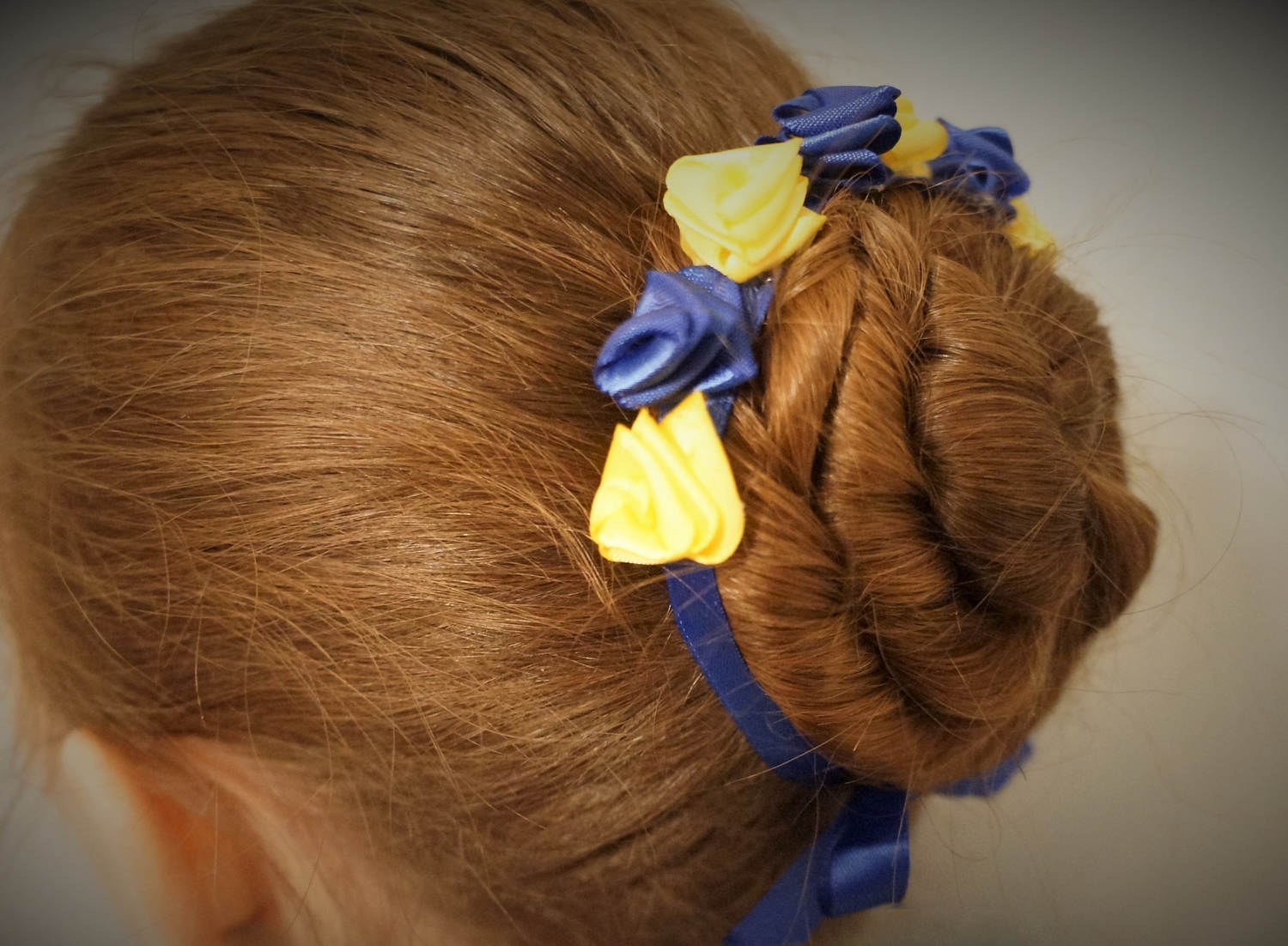 Ballet Bun Flower Bun Hair Accessory Navy Blue Yellow Bun ...