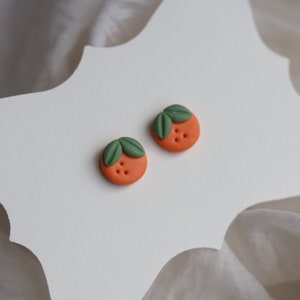 Little clementine earrings, Orange earrings, fruit stud earrings, simple cute stud earrings, orange fruit minimalist earrings