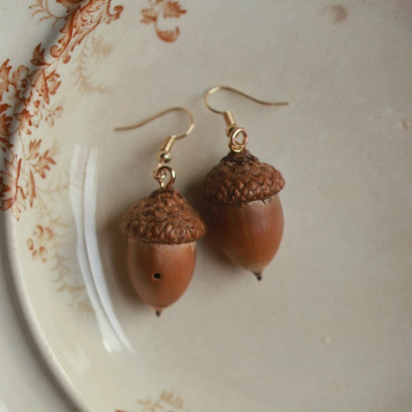 Real Acorn Earrings, Rustic Boho Jewelry, Woodland Forest Fairy Gift