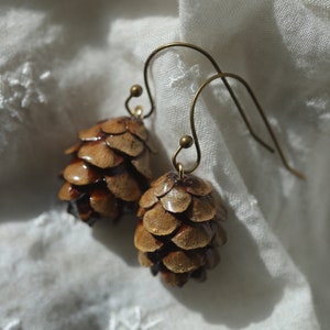 Little Pinecone Earrings, Rustic Boho Earring Jewelry