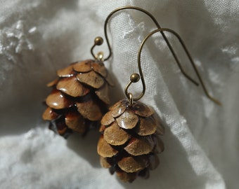Little Pinecone Earrings, Rustic Boho Earring Jewelry