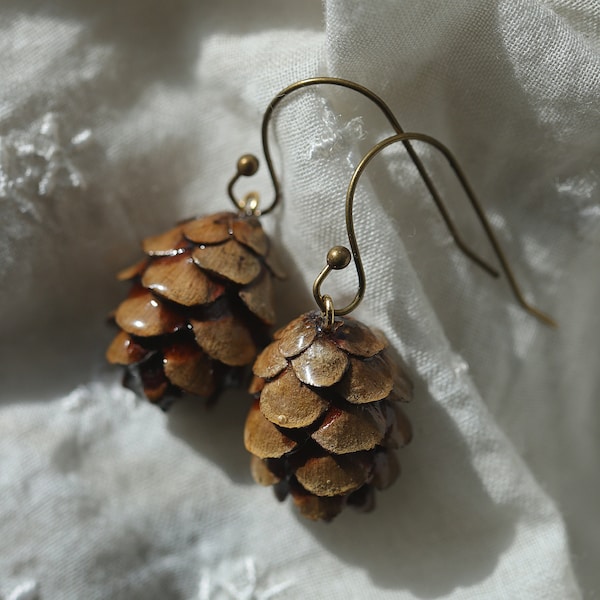 Little Pinecone Earrings, Rustic Boho Earring Jewelry