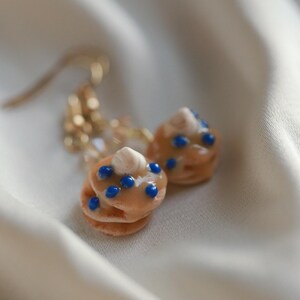 Blueberry pancake earrings Cute food earrings Breakfast jewelry Kawaii fun food accessories Polymer Clay miniatures