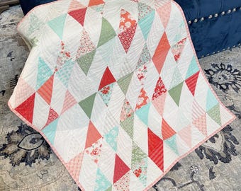 Patchwork diamond baby quilt wall hanging