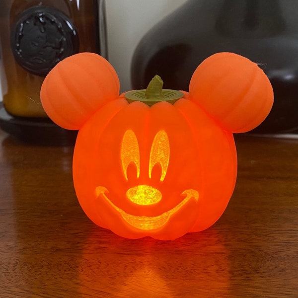 Calabaza iluminada impresa en 3D - inspirada en Mickey