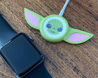 Flat Apple Watch Charger Cover - Mandalorian Child Inspired 3D Printed Accessory