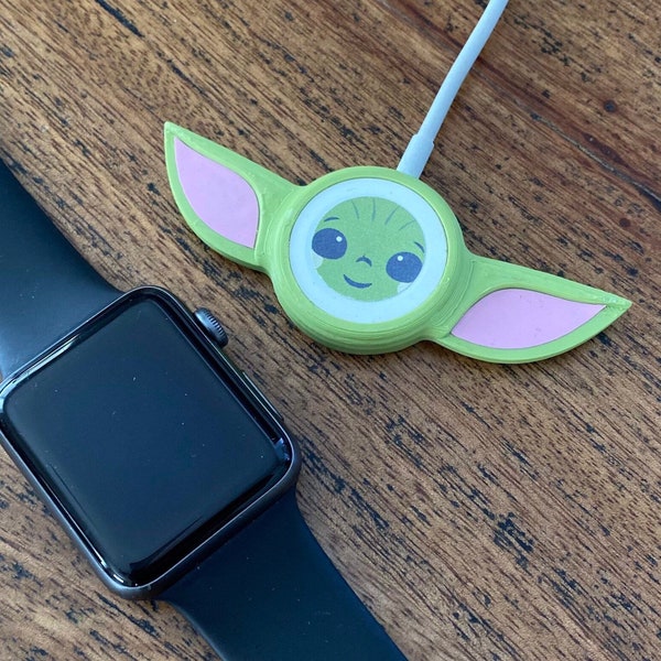 Flat Apple Watch Charger Cover - Mandalorian Child Inspired 3D Printed Accessory