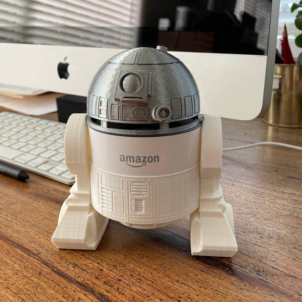 Amazon Echo Dot - R2D2 inspired accessory for 2nd generation - All Black or White with Silver Dome