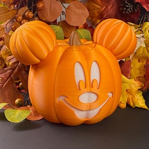 Mickey Mouse inspired Pumpkin - 3D Printed Halloween Decor with LED Light | Disney-Inspired Fall Decoration