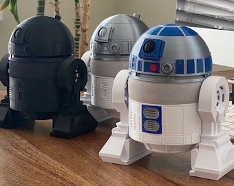 Updated! Amazon Echo Dot 3rd Generation  - R2D2 inspired accessory - All Black, White with Silver Dome or White Silver and Blue