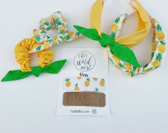 PINEAPPLE SCRUNCHIE HEADBAND - Pineapple Infertility - Scrunchie Tie, Headband or Snap Clips- Ivf Gift