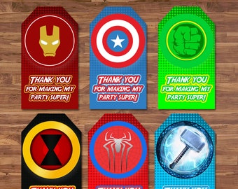 The Avengers Party Favor Tags - Avengers Gift Tags - Superhero Party Tags - Avengers Birthday Party Printables - 100666
