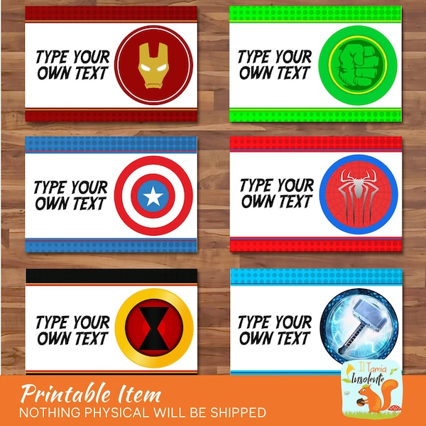 The Avengers Food Tents - Avengers Placecard Food Labels - Superhero Food Tents - Avengers Birthday Party Printables - 100666